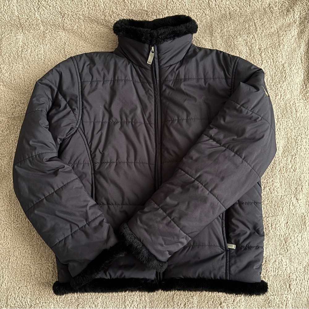 Spyder Black Quilted Jacket with Gold Logo